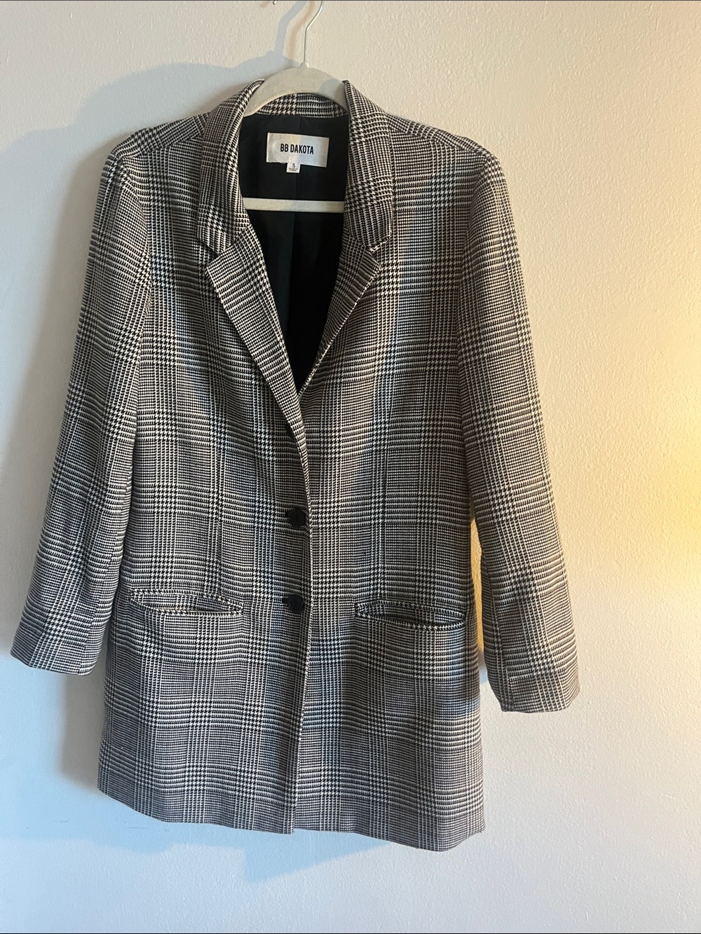 BB Dakota Black and White Glen Plaid Blazer